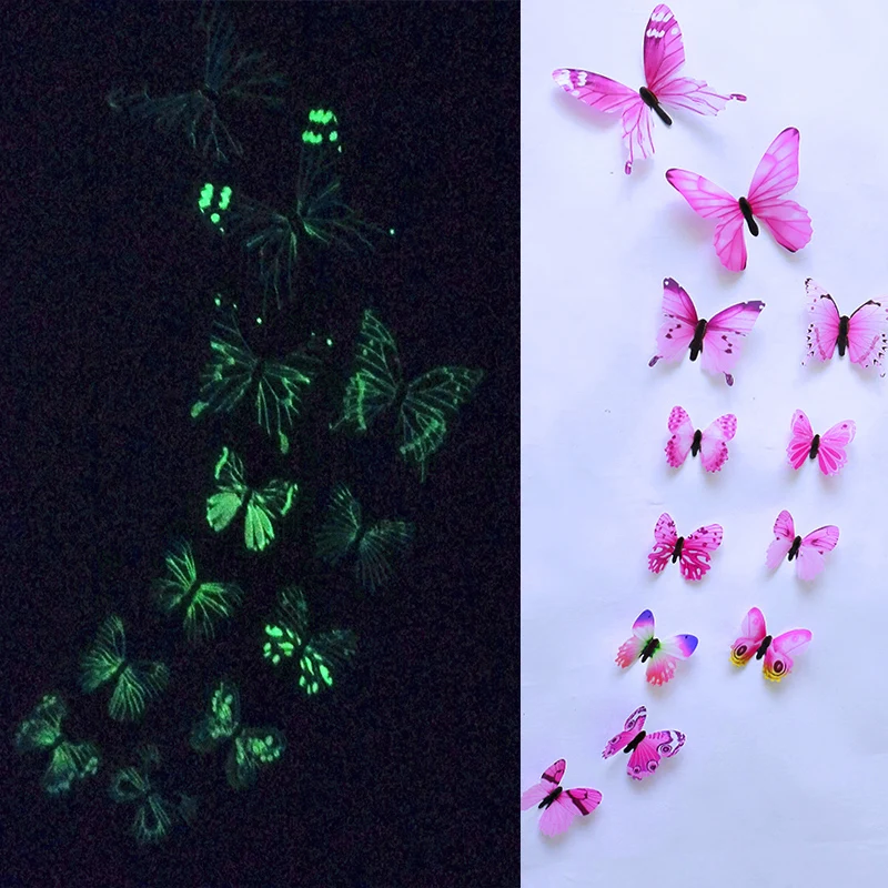 12Pcs/Set Luminous Butterfly Wall Stickers Living Room Butterflies For Wedding Party Decoration Home 3D Fridge Decals Wallpaper - Image 3