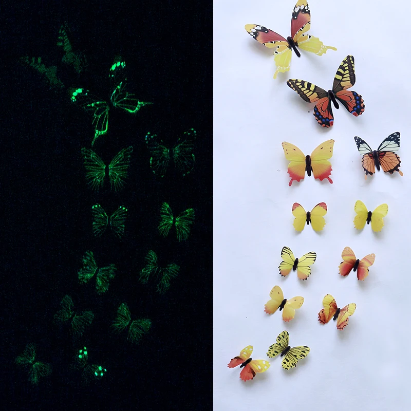 12Pcs/Set Luminous Butterfly Wall Stickers Living Room Butterflies For Wedding Party Decoration Home 3D Fridge Decals Wallpaper - Image 5