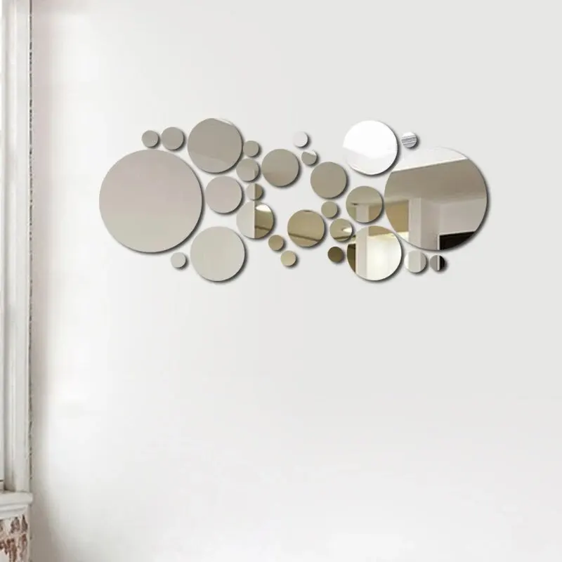 26 PCs 3D Acrylic Mirror Wall Sticker, round Mirror, DIY Bedroom, Bathroom and TV Background Room Sticker Wall Decoration - Image 5