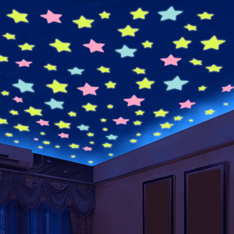 PVC Stars Glow Stickers Luminous In Dark Night Fluorescent Wall Art Decals For Kids Room Ceiling Home Festival Party Decoration - Image 2