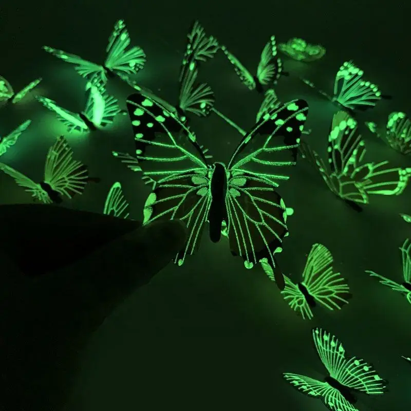 New 12Pcs Fashion 3D Luminous Butterfly Creative Wall Sticker For DIY Wall Stickers Modern Wall Art Home Decorations DIY Gift - Image 3