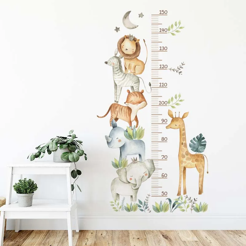 3PC Cartoon Animal Height Ruler Wall Stickers for Waterproof Removable PVC Kids Room Kindergarten Home Decoration - Image 2