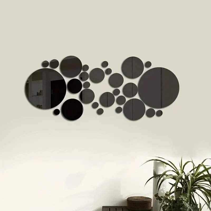 26 PCs 3D Acrylic Mirror Wall Sticker, round Mirror, DIY Bedroom, Bathroom and TV Background Room Sticker Wall Decoration - Image 2